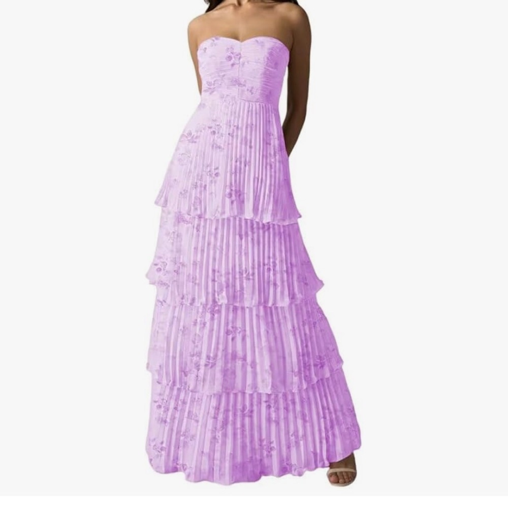 Elegant Lavender Tiered Maxi Dress